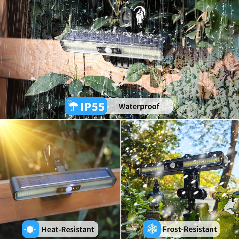 Clip On Solar Motion Lights Outdoor Waterproof, 2 Pack Solar Fence Lights Outside with 36 LEDs, 6000K, Portable Solar Powered Security Light for Fence Garage Camping Cool White (6000K)
