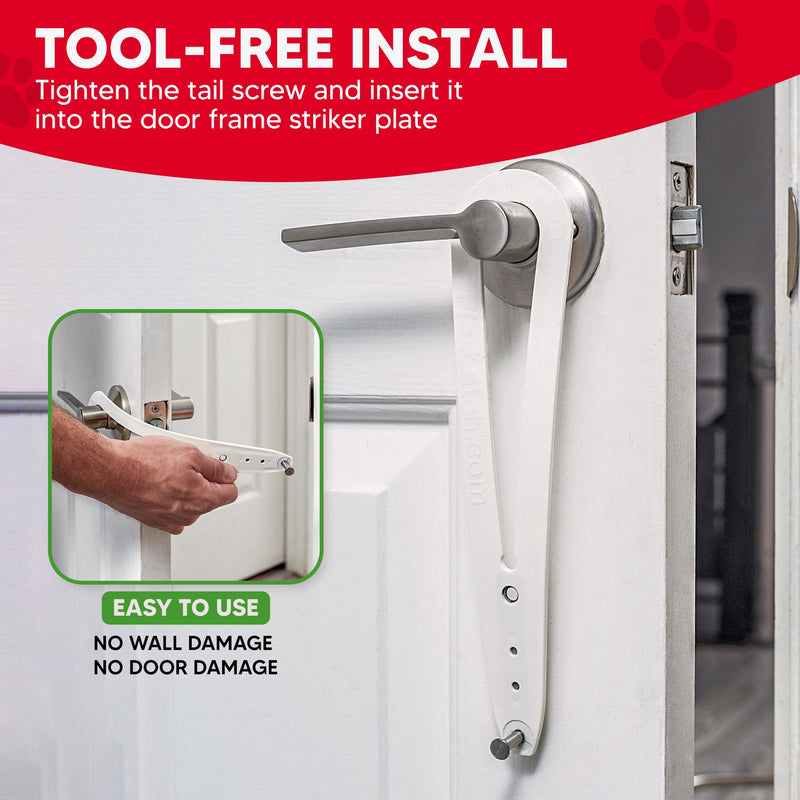 FlexLatch Cat Door Holder Latch - Bright White Cat Door Alternative Installs Fast Flex Latch Strap Let's Cats in and Keeps Dogs Out of Litter & Food. Safe Baby Proof One Piece No Measuring Extra Easy Standard