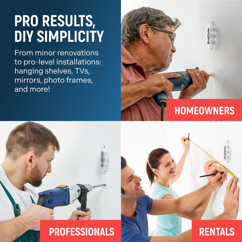Powerful Magnetic Stud Finder PRO (Upgraded Version) Reinforced with 3 Neodymium Magnets - No-Battery Stud Detector - Deep Detection of Wood & Metal Studs in Drywall (Not for Plaster Walls) | 1 Pack