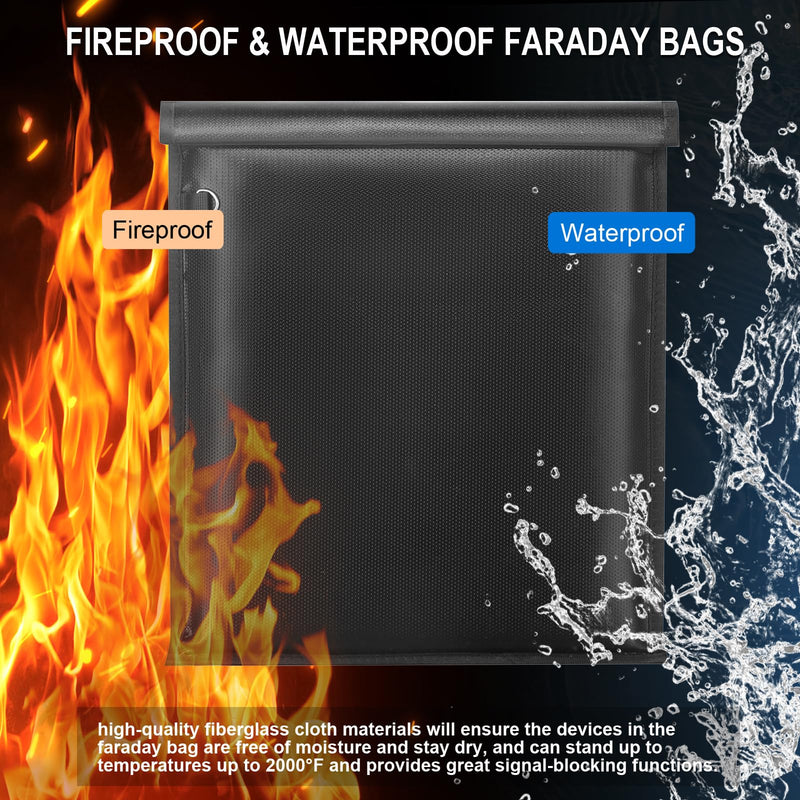 yaokvide Large Faraday Bags - 5 Pack Faraday Cages for Laptops & Tablets & Phones & Car Keys, Faraday Key Fob Protector, Fireproof & Waterproof Anti-theft Signal Blocking Pouch 5 Pack without Reflective Strip