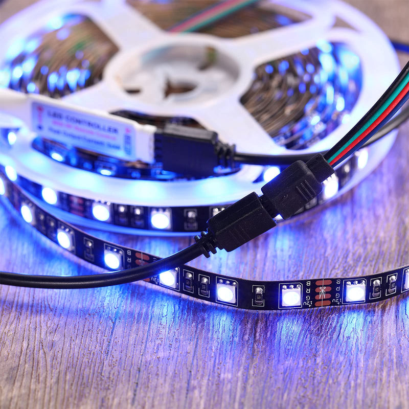 Honoson 6 Pieces 4 Pin RGB Extension Cable LED Strip Connector Cord Wire Cables Kit with 12 Pieces Pin Connector for 5050 3528 RGB LED Strip Light(1.6 FT, 3.3 FT, 6.6 FT,Black) Black 1.6 FT, 3.3 FT, 6.6 FT