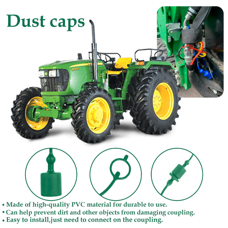 2 Set,1/2 Tractor Hydraulic Coupler Male Dust Cap and Female Plug Cover,ISO A Hydraulic Quick Disconnects Port Plug Fittings By Signite (Green) Green