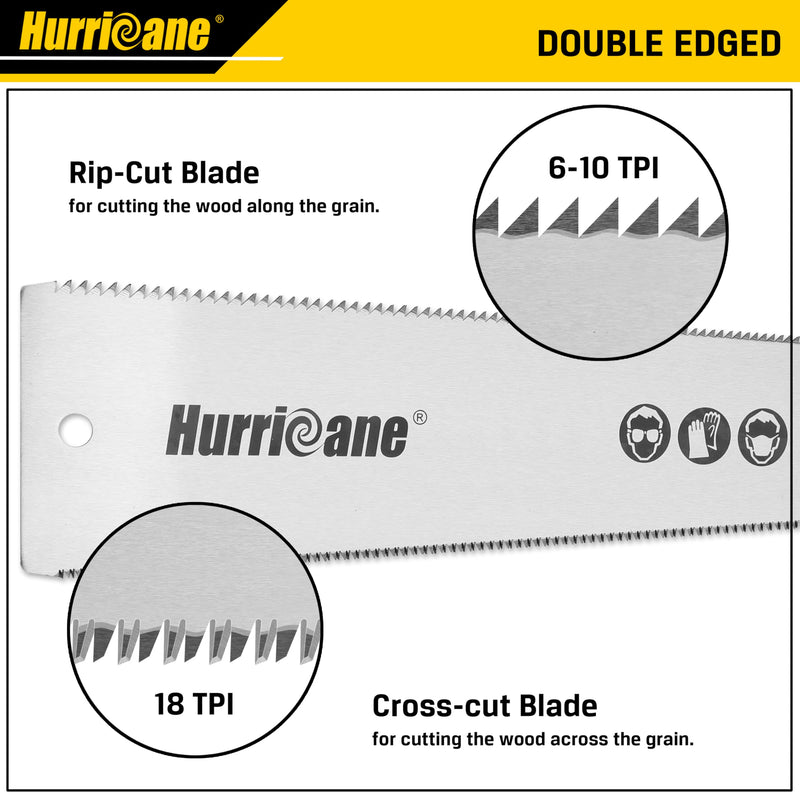 HURRICANE Japanese Pull Saw, 10" Hand Saw for Wood Cutting, Woodworking Tools, Double Sided Pull Saw, SK5 Flexible Blade, 6-10/18 TPI, Flush Cut Saw Wood Cutter Hardwoods/Softwoods, Non-slip Handle 10 inch (250mm)