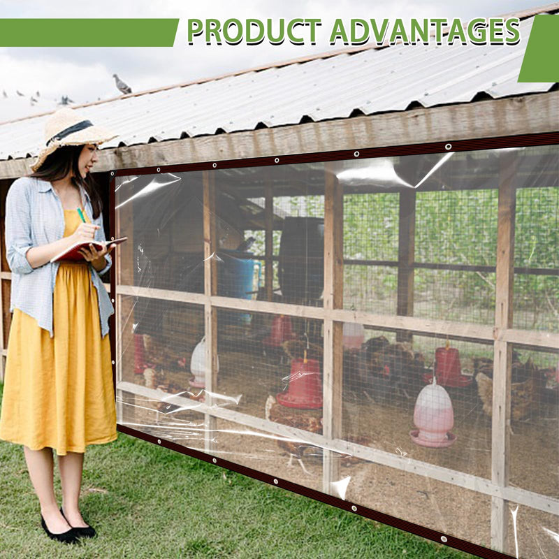 Clear Tarp Waterproof with Grommets,Heavy Duty PVC Vinyl Tarps Cover,Transparent Tarpaulin Large (Small) for Outdoor/Camping/Plant/Garden/Chicken Coop/Cat Litter 4x6 ft