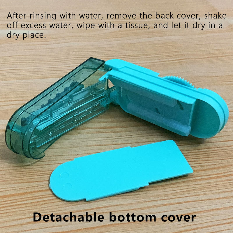Johnbee Pill Cutter Splitter for Small and Tiny Pills, Larger Pills. Adjustable Pill Splitter Accurately Cuts Multiple Pills at Once. Sharp Blade with Safety Guard. Non-Slip Silicone Edge (Lake Blue) Lake Blue