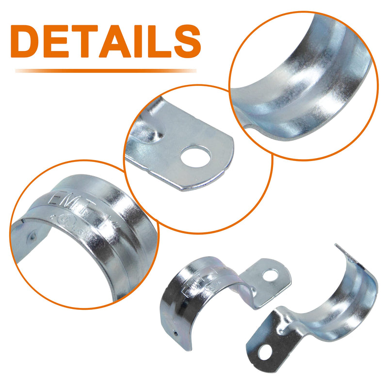 ISPINNER 25pcs 1 Inch Zinc Plated Steel EMT Pipe Straps with 1 Hole for EMT Conduit or Pipe Fixing One Hole