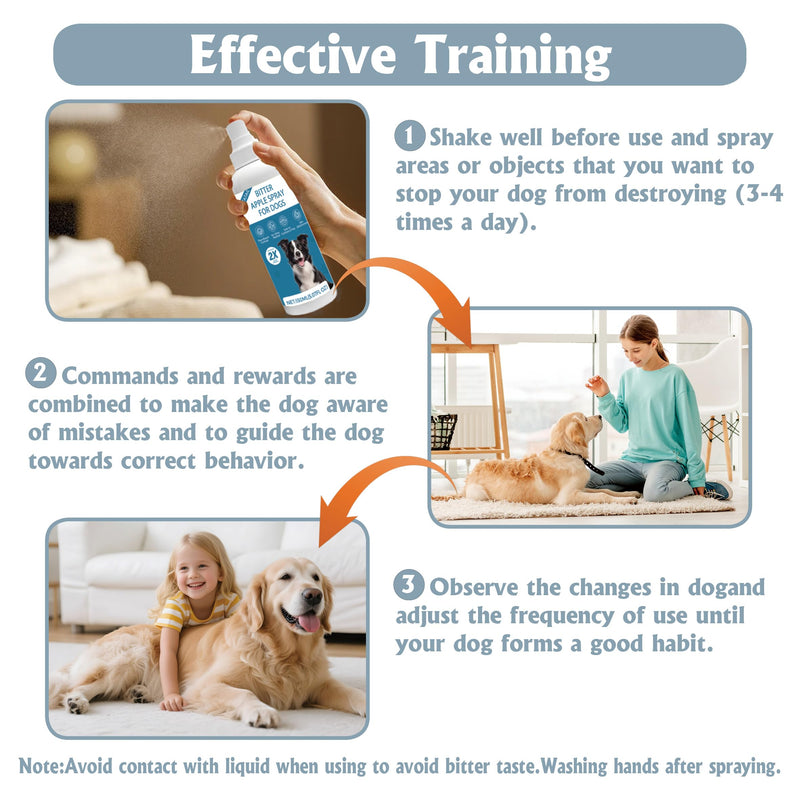 Natural Bitter Apple Spray for Dogs–Upgraded Double Bitter Extract, Alcohol-Free. Stops Chewing on Furniture, Shoes & More. Pet-Safe for Indoor/Outdoor use. 150ml