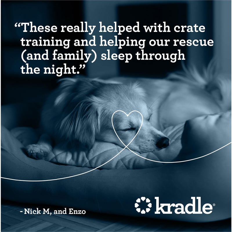 Kradle Nighttime Calming Chews for Dogs - Sleep and Relaxation Support - Melatonin L-Theanine Chamomile Ashwagandha - Calming Supplement for Bedtime and Stress - Chicken Flavor - 90 Chews