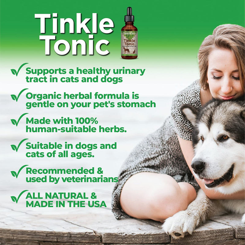 Animal Essentials Tinkle Tonic Herbal Formula for Healthy Urinary Tract in Dogs & Cats, 1 fl oz - Made in the USA, Alcohol Free - PawsPlanet Australia