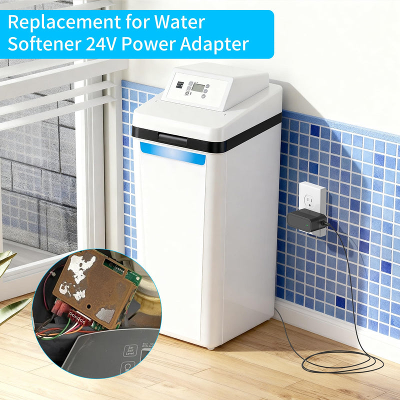 24V Power Adapter for Water Softener Compatible with Kenmore, GE, Whirlpool, Morton, Northstar, EcoWater, EcoPure and More Brands Water Softener Power Supply-Part NO. 7337482