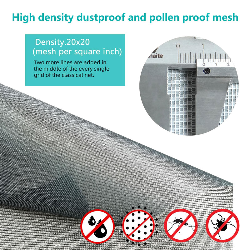 High Density dustproof and Pollen Proof net Screen mesh Used to Replace Screen Windows and Doors (Grey: 109''X37''(276X95cm)) Grey: 109''X37''(276X95cm)