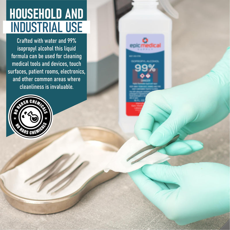 99% Isopropyl Alcohol 99 Percent, Rubbing Alcohol 99 Percent 16 oz. Bottle, General Purpose Cleaner for Glass and PCB, Technical Grade, Alcohol for Nails (1) 1
