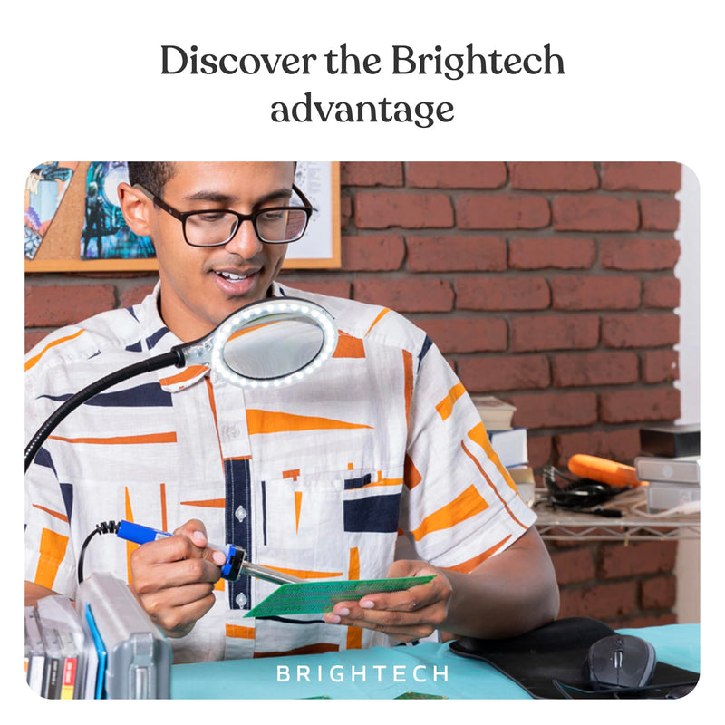 Brightech LightView Flex Magnifying Desk Lamp, 1.75X Light Magnifier, Adjustable Magnifying Glass with Light for Crafts, Reading, Close Work Black