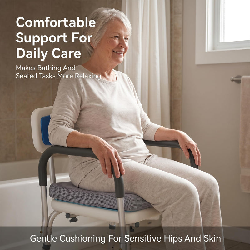 Upgraded Shower Seat Cushion for Elderly, Non-Slip Waterproof Shower Chair Cushion with 4D Mesh Quick Dry, Bath Cushion for Tub & Shower Bench Seat, Soft Pad for Shower Transfer Bench, Gray,16"x13"