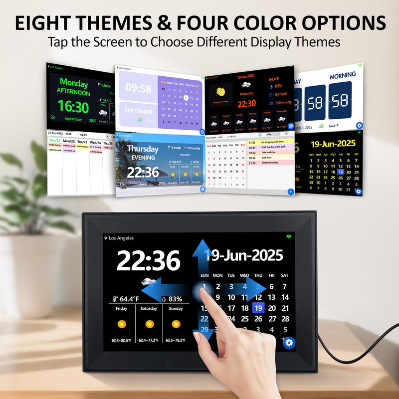 WiFi 10.1 Inch Digital Calendar Chore Chart, Smart Touchscreen Electronic Calendar Family Planner for Scheduling/Organizing/Reminders (WiFi Touchscreen Black) Wifi Touchscreen Black