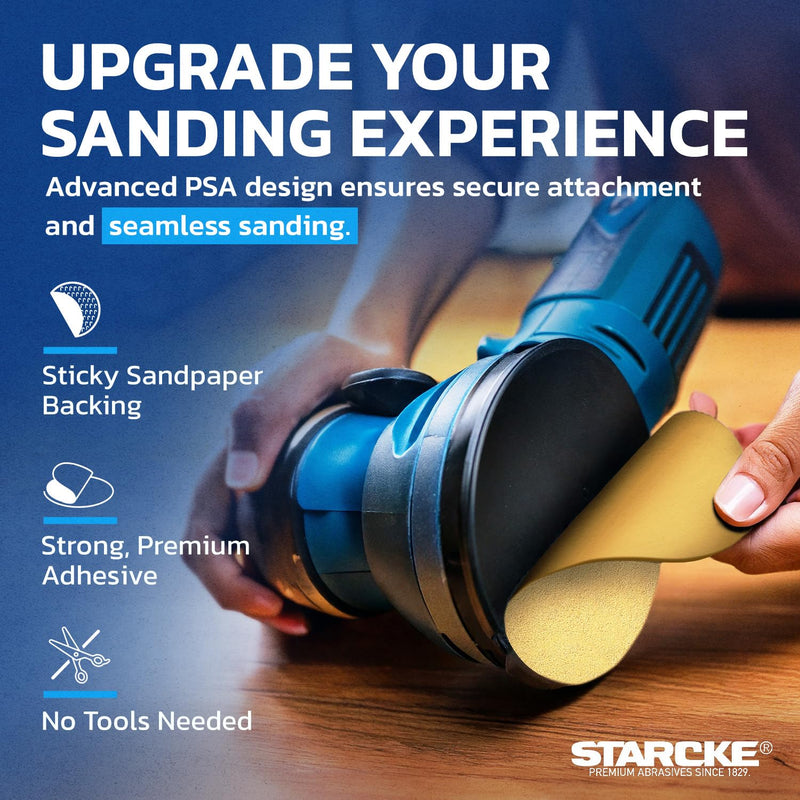 6 Inch Sanding Discs 180 Grit, 100 Pack Sandpaper Discs PSA Adhesive Sandpaper Roll No Hole - Disc Gold Round Sanding Paper, Durable Sand Paper for Wood, Auto Body, Metal, Paint for Surfaces