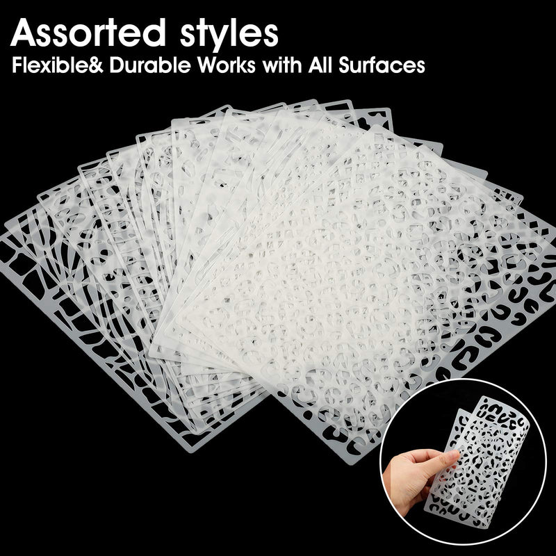 Zonon 12 Pieces Leopard Stencils Animal Cheetah Stencils Reusable Snakeskin Painting Template for Bleaching Shirts Baking DIY Crafts Wall(5.9 x 8.3 Inch) 5.9 x 8.3 Inch