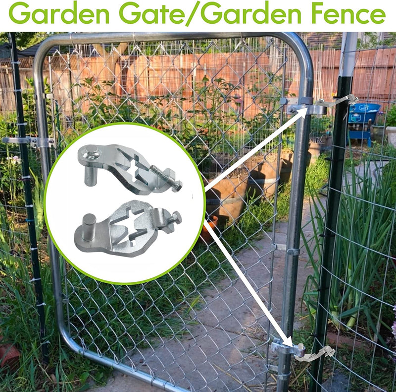 T-Post Gate Hinge Pins - Heavy Duty Gate Hanger, Hang a gate from a Metal T Post, Steel Gate Hinges Target Hanger for Farm Gate, Garden & Backyard Gate, Easy to Install. (Patent) Silver
