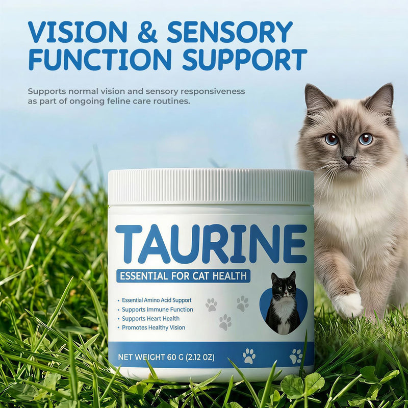 Taurine Powder Supplement for Cats, Daily Amino Acid Support for Heart Function, Vision & Feline Metabolism, Cat Supplement for Balanced Nutrition (60 g) 60 g