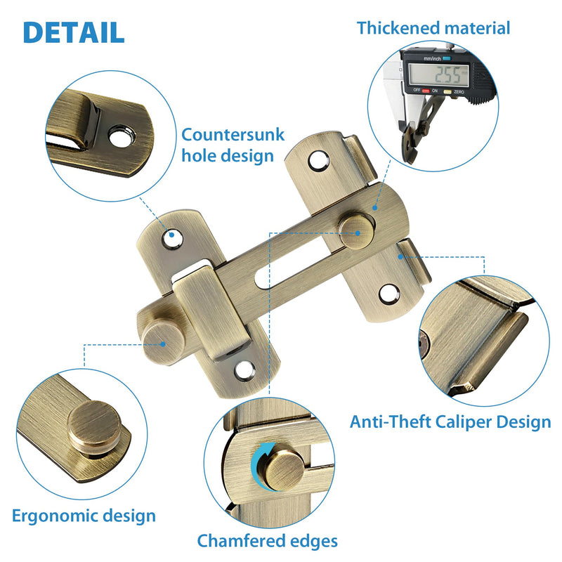 Alise 4 inch Flip Latch Gate Latches, Safety Door Lock for Barn Wood Fence Sliding French Doors,Heavy Duty SUS304 Stainless Steel Gate Hardware Bronze MS9500-Q