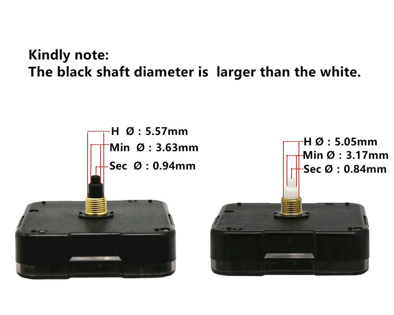 TIKROUND Youngtown 12888 Clock Movement, 13.5mm Shaft, 5.5mm Thread, White 7/32 inch thread length White Shaft