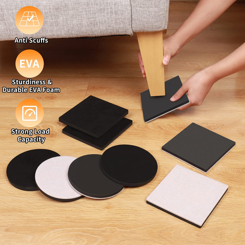 8 PCS 5" Square Felt Furniture Movers Sliders for Hardwood Floors, Reusable Felt Furniture Moving Pads, Sliders for Moving Heavy Bed Fridge Sofa Cabinet Couch, Move Item Easily and Quickly (Beige) Black 5" x 5" - NewNest Australia