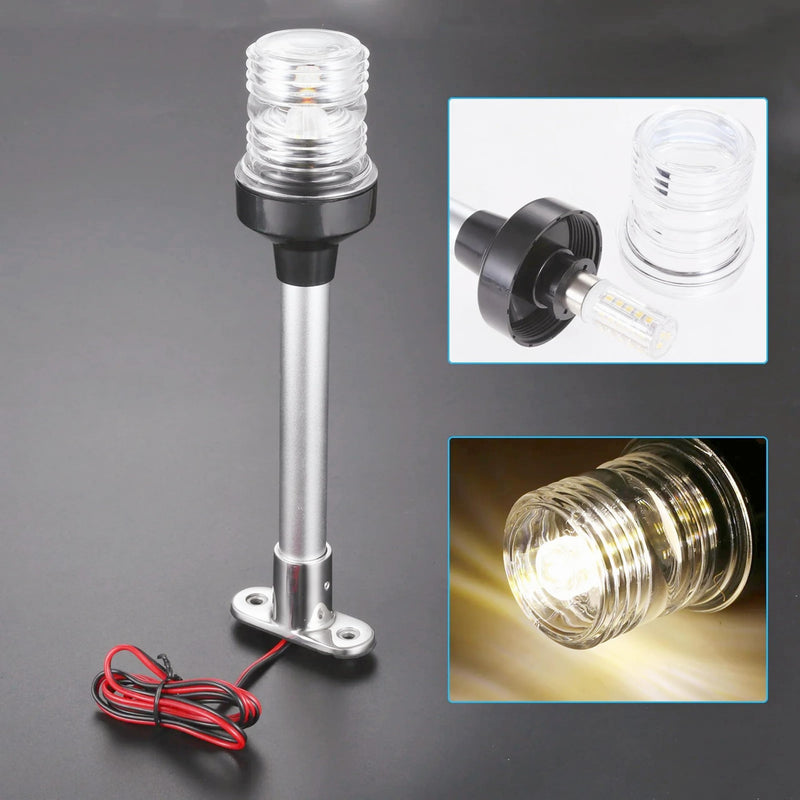 12" LED Boats Navigation Light Boat Anchor Light, Marine Waterproof Stern Anchor Light DC12~24V Sailing Signal Light 4000~4500K White (Size: 12inch) Size: 12inch
