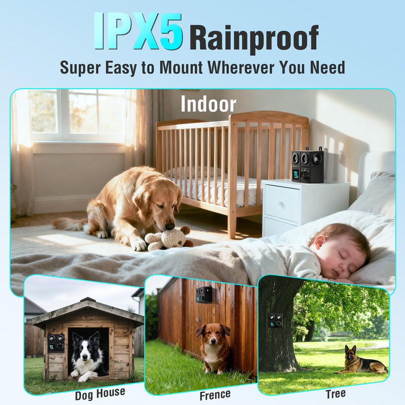 Anti Barking Device for Dogs, Ultrasonic Dog Bark Deterrent Devices with 4 Modes Up to 50ft (270°), Dog Barking Deterrent Devices, Bark Box, Barking Control Devices for Dog Training in Outdoor/Indoor Black