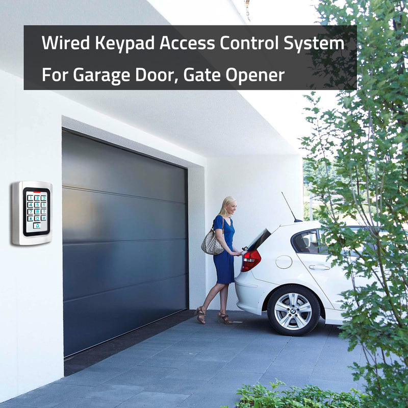 Access Control Keypad, Universal 12V 24VDC All Metal Case Digital Password PIN Code ID Keyfob Wired Door Keypad, IP68 Weatherproof, Backlight for Garage Door, Gate Opener and Access Control System K10ID