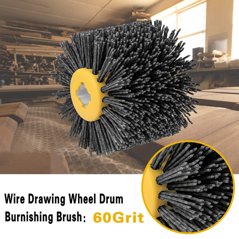 60 Grit Abrasive Nylon Drawing Wheel,4.7" x 4" Surface Conditioning Tool Drum,Burnishing Polishing Tool for Metal Polishing Paint, Rust, Oxidation 60 Grit