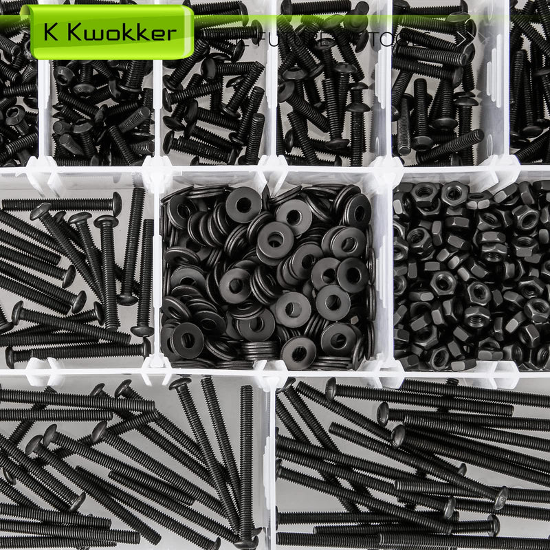 1023Pcs M3 Screw Assortment 13 Lengths 4mm to 40mm, 10.9 Alloy Steel Nuts and Bolts Assortment Kit, Metric Button Head Hex Socket Head Cap Machine Screws and Nuts, Washers, Black B M3 Button Head Screws Black