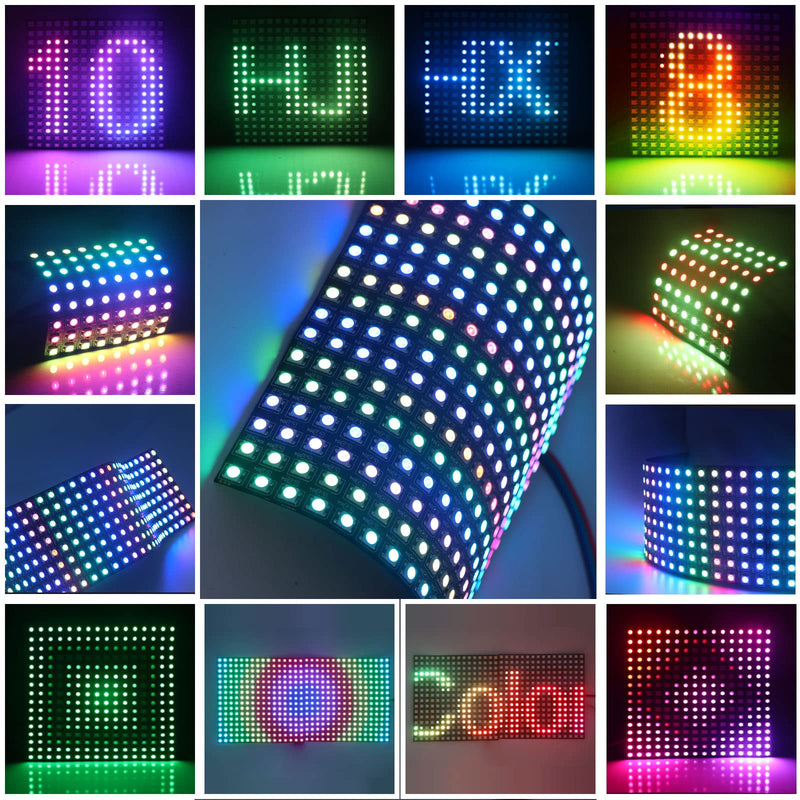 2pcs Ws2812b LED Matrix Panel 8x32, 256 Pixels Programmable Flexible Led Panel, RGB 5050SMD Individually Addressable Digital Led Display Screen for Arduino Raspberry Image Video Text Display