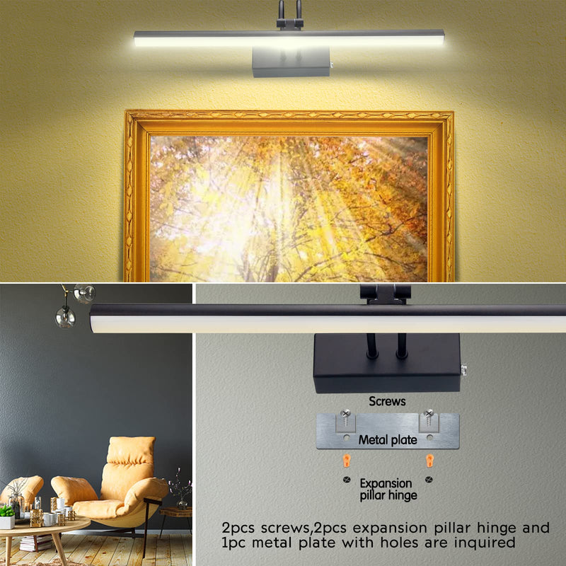 Picture Light,16in Battery Operated Art Lights for Paintings,Remote Control Display Light with Timer and Dimmable for Accent Photo,Frame,Portrait,Dartboard-Black 16inch Black