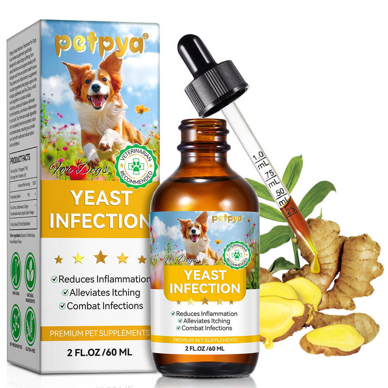 Natural Dog Yeast Infection Relief - Itchy Skin & Ear Treatment - Ear & Skin Itch Relief, Allergy Symptom Relieves Itching and Allergy Dog Multivitamins Probiotics 60ml (60ml)