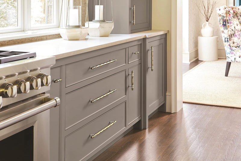 Amerock | Cabinet Pull | Golden Champagne/Polished Chrome | 3-3/4 inch (96 mm) Center-to-Center | London | 1 Pack | Drawer Pull | Drawer Handle | Cabinet Hardware