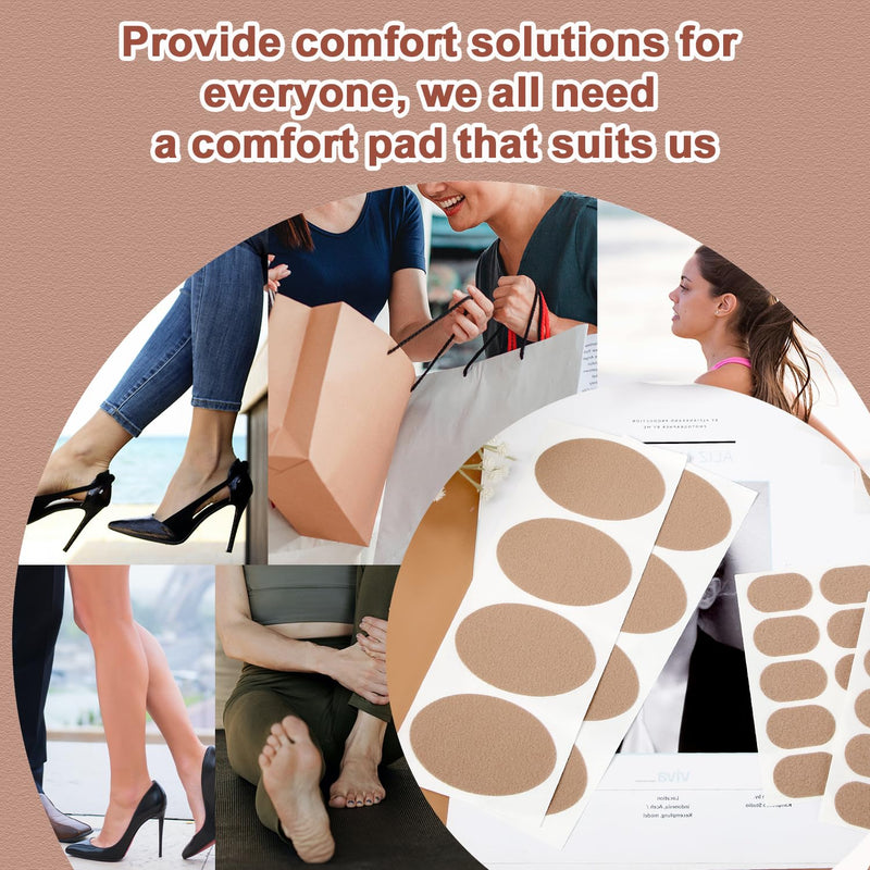 18 Sheets Moleskin Adhesive Pads, Multi-Shaped & Oblate & Oval Moleskin Tapes, Anti-Wear Moleskin Strips Prevention Pads Mole Skin Patch for Feet Heels
