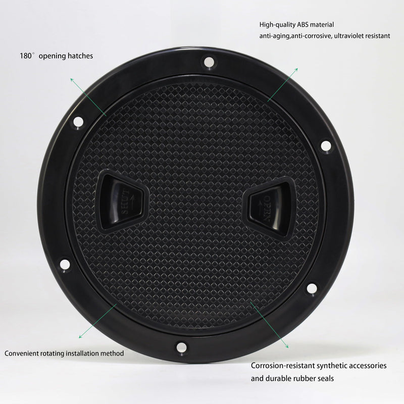 2 Pcs Marine Boat Round Deck Hatch Cover-Non-Slip Inspection Plate Access for Kayak,Yacht-Detachable Water-Tight Lid,Screws Included 6-inch