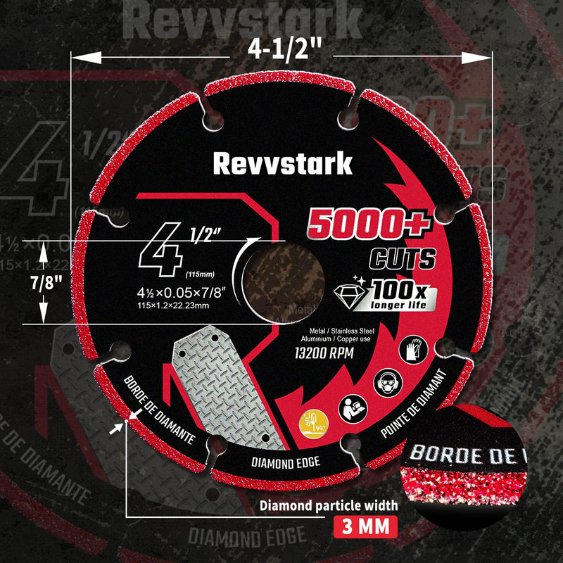 4 1/2 Cut Off Wheel Angle Grinder Cutting Disc, Diamond Cutting Wheel for Metal with 5000+ Cuts on Rebar, Steel, Iron and INOX, 4.5 Inch Cut Off Wheel Metal Cutting Blade with 7/8" Arbor 4.5"x7/8in. 3.0