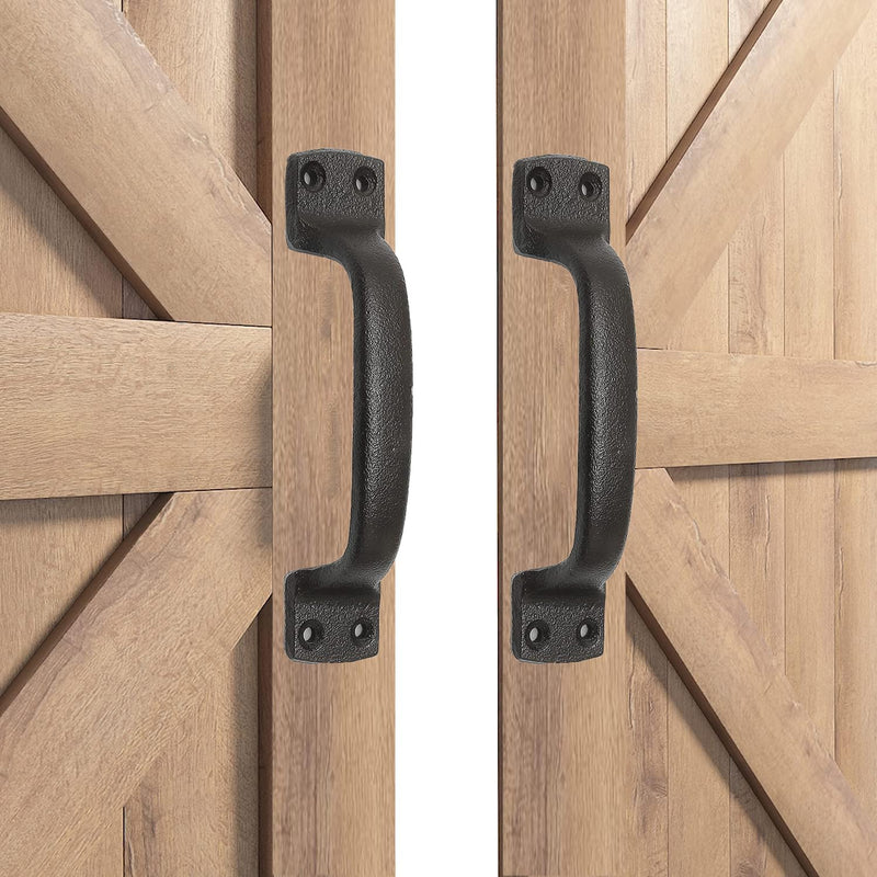 2 Pack Classic Black Handle - Heavy Duty Steel Pull for Gates, Barn Doors, Outdoor Fences, 7 Inch 7" - 2 Pack