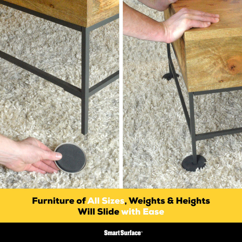 Furniture Sliders for Carpet - 16 Pack - 3.5" Round | 8295 Coasters for Heavy Furniture - Protect Your Carpeted Floors