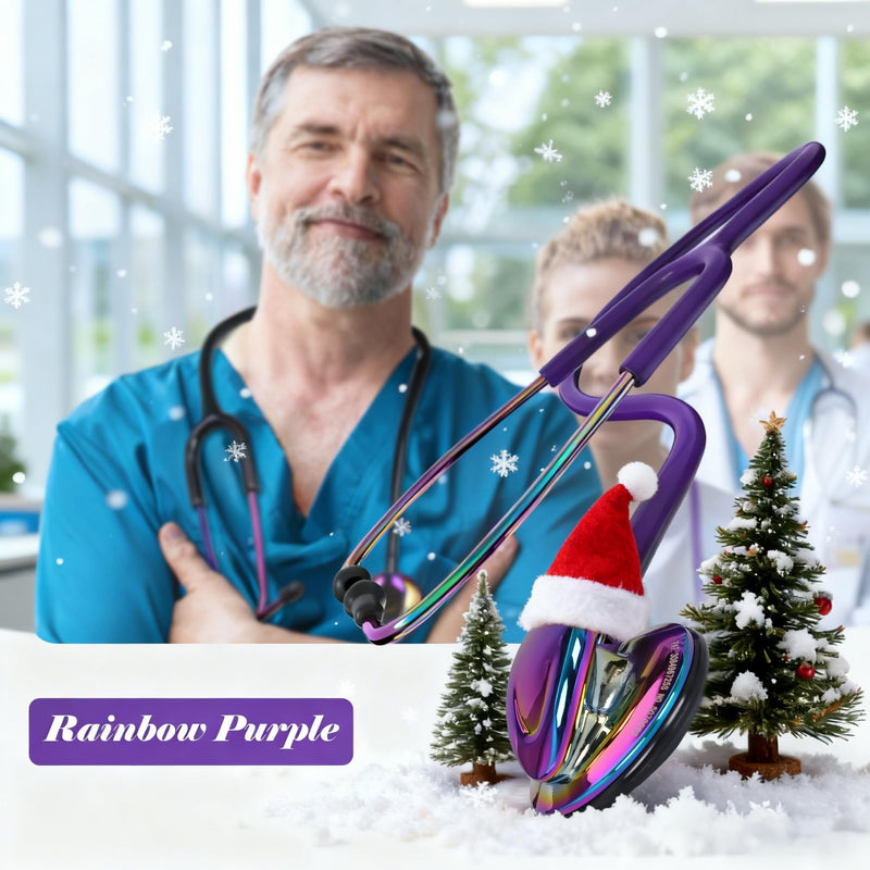MaiWieel-Classic Stethoscope Rainbow Purple Single Head Stethoscope for Nurses Doctor,EMT Student,Home Medical, Estetoscopio Doctor Accessories Medical Supplies.Alloy Chestpiece,Soft Eartips (Rainbow Purple)