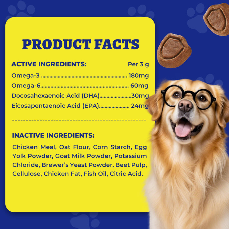 Wellix 19.4oz Dog Skin and Coat Supplement, Omega 3 Fish Oil for Dogs, Supports Healthy Skin & Shiny Coat, Itching Relief & Anti-Shedding, Tasty Dog Allergy Chews, Daily Nutritional Support