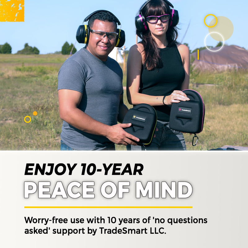 TradeSmart All-in-One Shooting Ear Protection - Comfort+ NRR 28 Earmuffs, Glasses & Earplugs + Carry Case Clear Glasses - Grey
