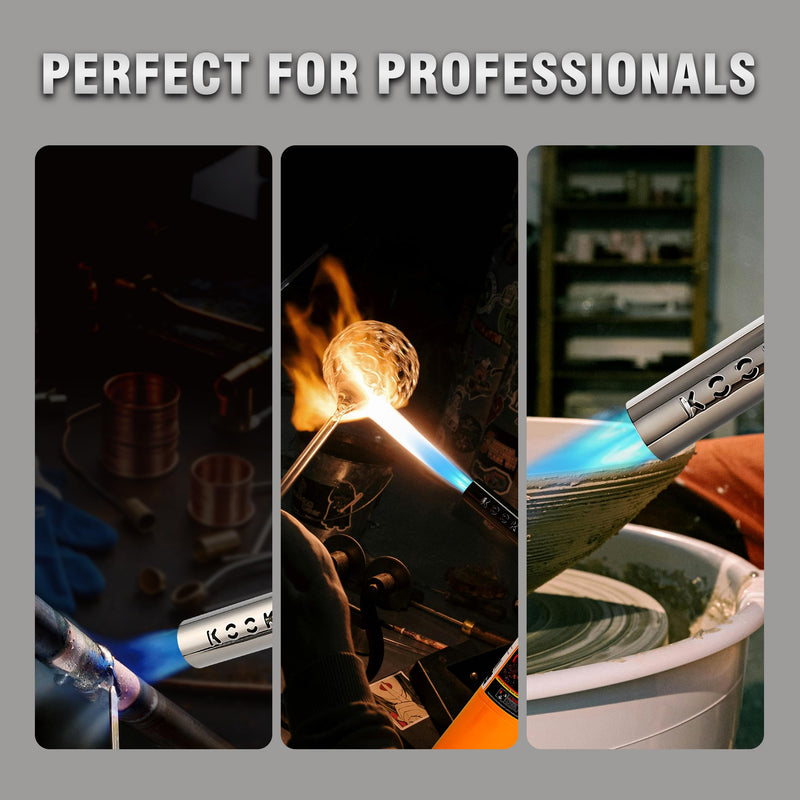 KOOKCOOK Propane Torch Head,Quad-Flame Blow Torch Kit with Propane Tank Base for MAPP MAP Gas,Work in All Angle,Trigger Start Torch Gun Ideal for Welding Brazing Soldering Grill Camping Cooking Food Torch Only