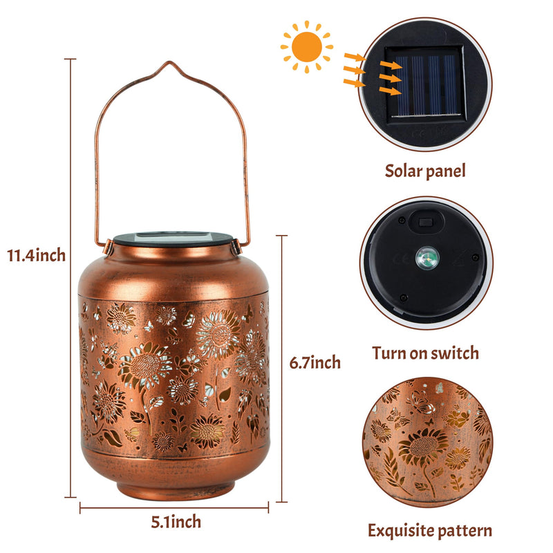 Solar Lanterns Outdoor, Waterproof Hanging Solar Lantern Garden Decor, Solar Lights for Backyard Porch Patio Table Yard Balcony Lawn Pathway, Sunflower Gifts for Women Grandma Mom 1