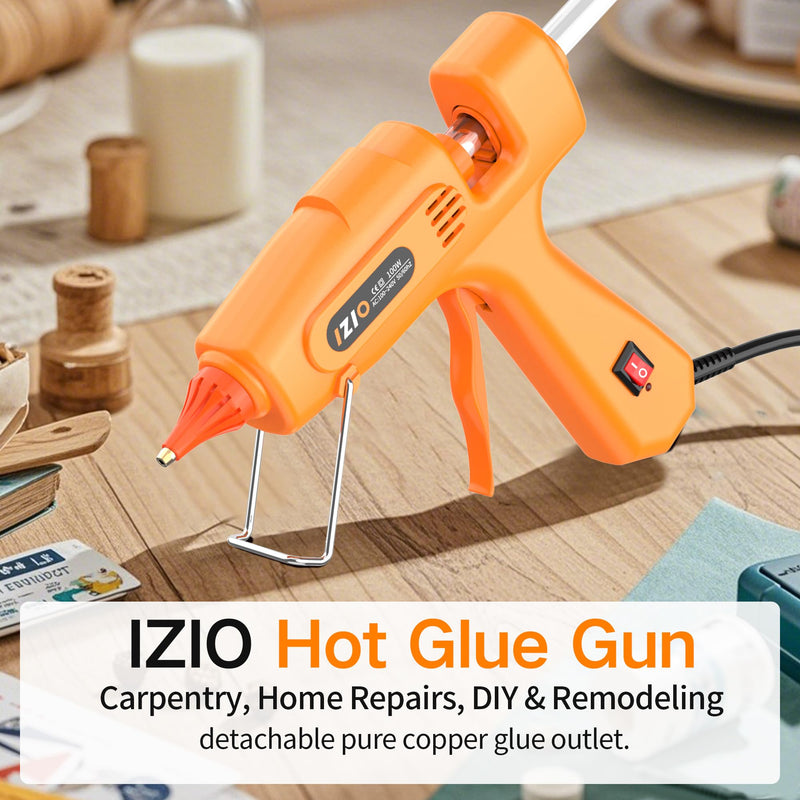 IZIO hot glue gun and sticks set with 21 glue sticks(7/16"), storage pouch, copper nozzle,Equipped with anti scalding mouth, safe switch, ergonomic grip, lightweight for diy projects, home repairs. Pink