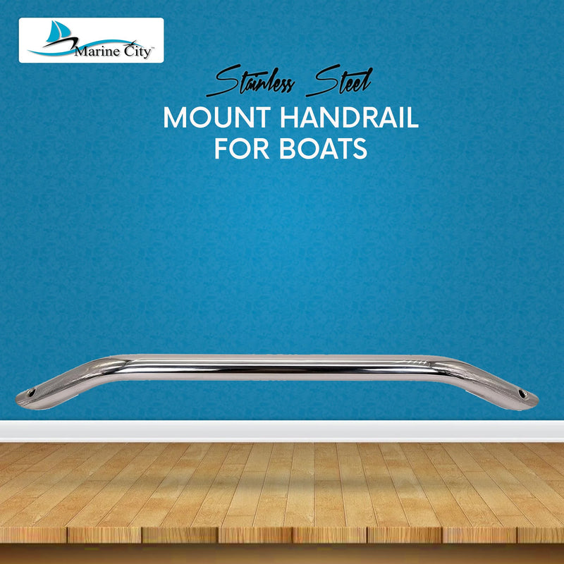 MARINE CITY Round Tube Boat Handle Grab Bar Mount Handrail, 304 Grade Stainless Steel for Yachts, RVs, and Boats 18 Inches