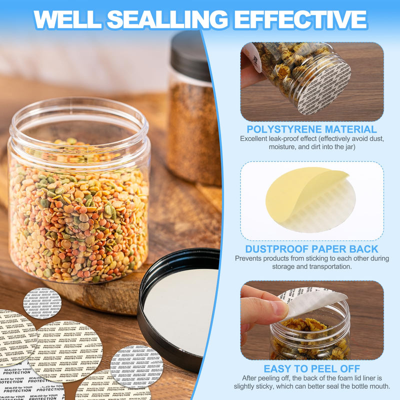 PATIKIL 66mm/2.6inch Pressure Sensitive Seal, 100 Pack Adhesive PS Foam Lid Cap Liners Resistant Tamper with Dustproof Paper Back for Plastic Glass Jar Bottle Cap Seals