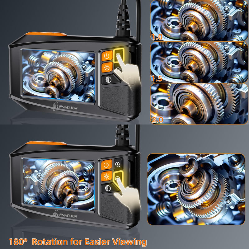 Endoscope Camera with Light, 1920P HD 4.3" Display Borescope Camera with 8 Adjustable LED Lights, 16.5ft Semi-Rigid Snake Camera with Light, IP67 Waterproof Inspection Camera, Cool Gadgets for Men