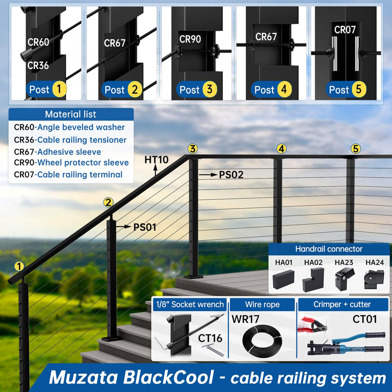 Muzata 40Pack Invisible Cable Railing Hardware Swage Anchor Terminal CR07 40